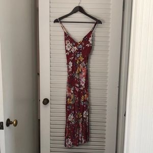 Red floral summer dress